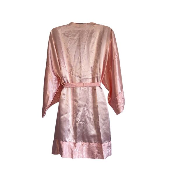 Victoria’s Secret Vintage Gold Label Peach Satin Short Robe Kimono O/S 54" Bust - Picture 5 of 8